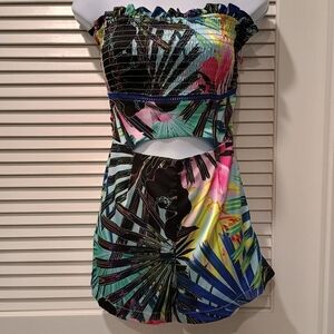 NWT bebe Tropical Print Strapless Romper Size 2